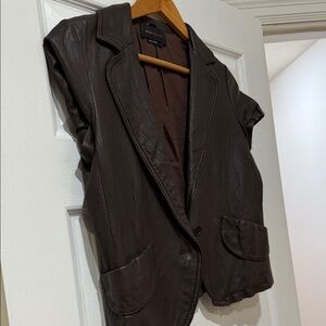 BCBGMaxAzria Dark Brown Leather Blazer